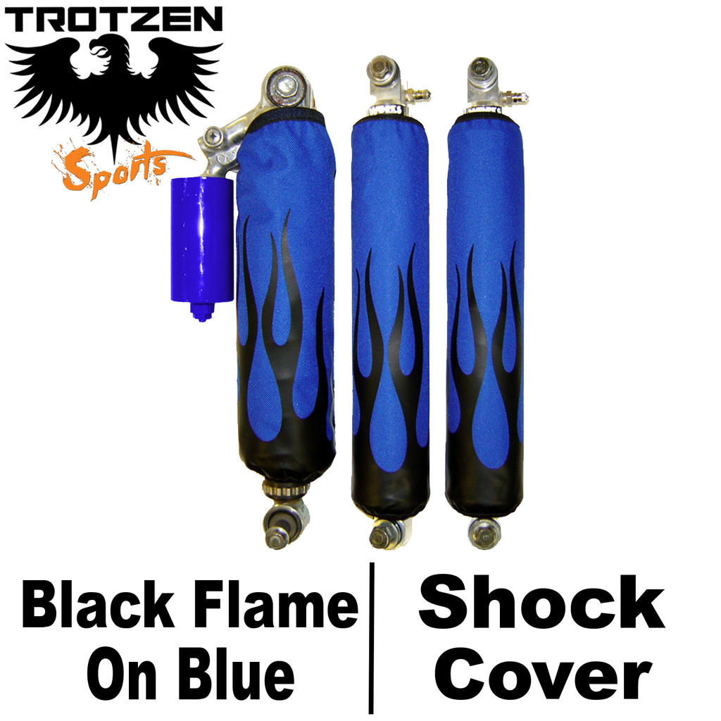 Honda TRX 700XX Black Flame On Blue Shock Covers