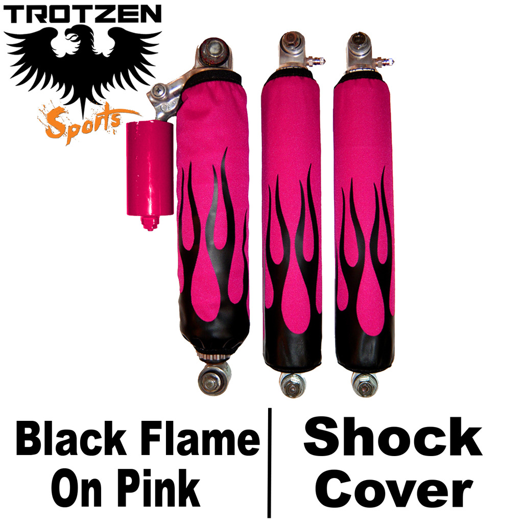 Suzuki Quadsport Black Flame On Pink Shock Covers