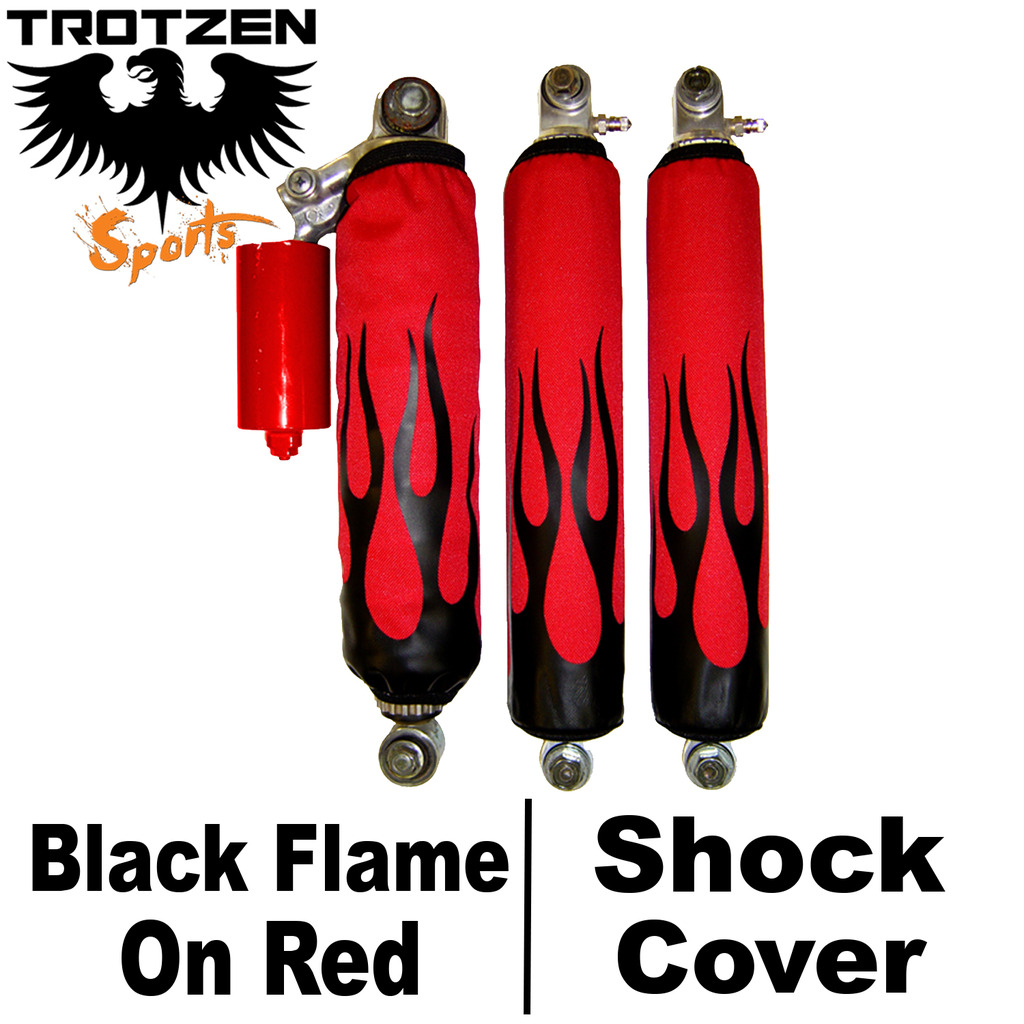 Arctic Cat DVX 400 Black Flame On Red Shock Covers