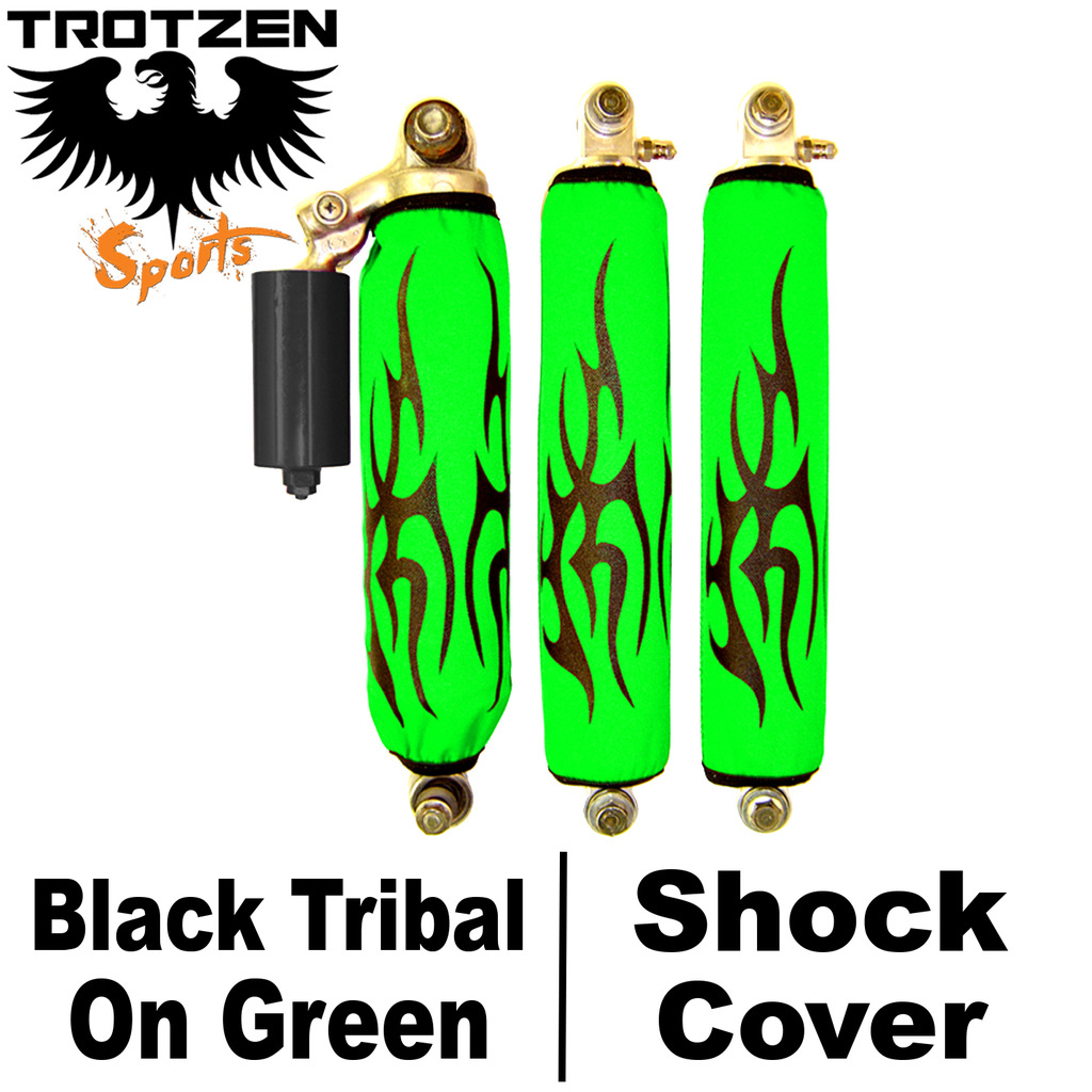 Kawasaki KFX 450 Black Tribal on Green Shock Covers