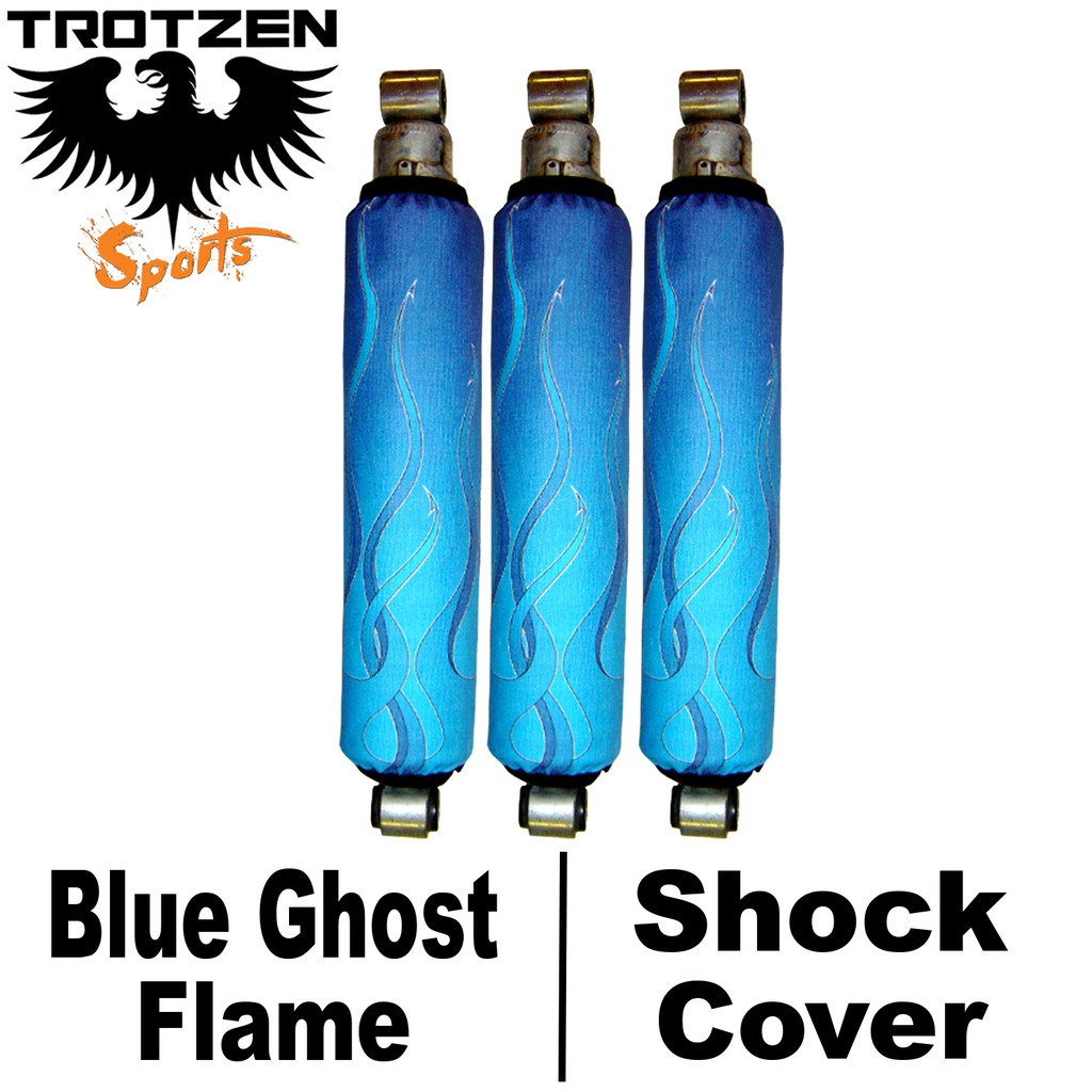 Honda TRX 250R Blue Ghost Flame Shock Covers