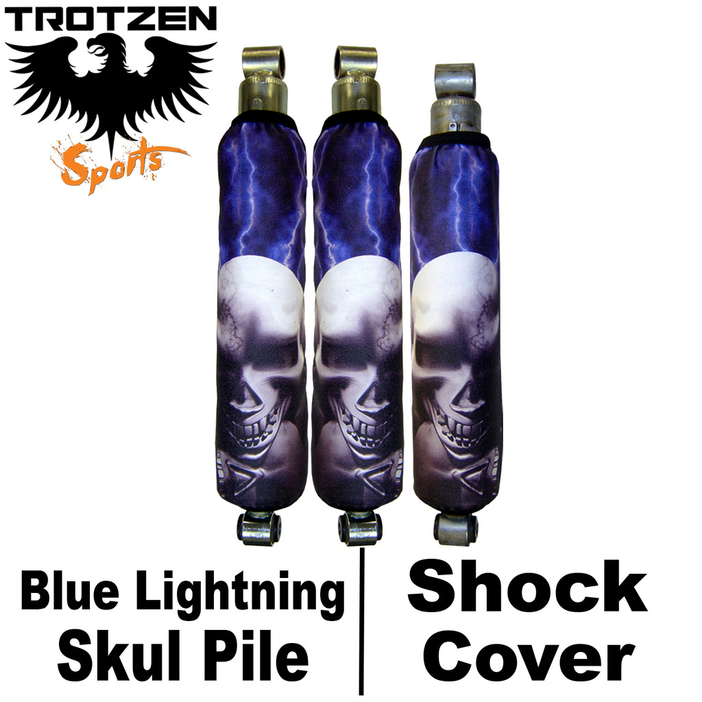 Polaris Explorer Blue Lightning Skull Pile Shock Covers
