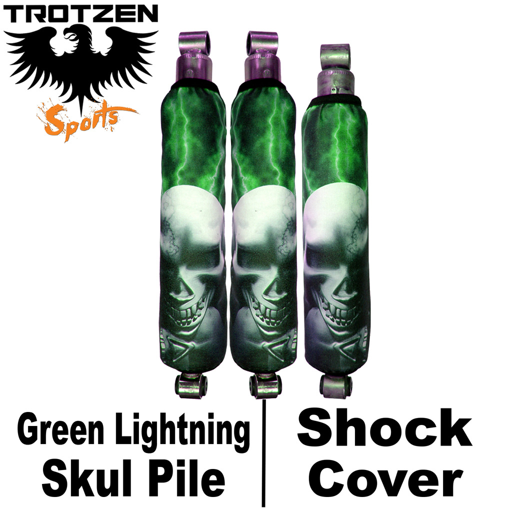 Yamaha Blaster Green Lightning Skull Pile Shock Covers