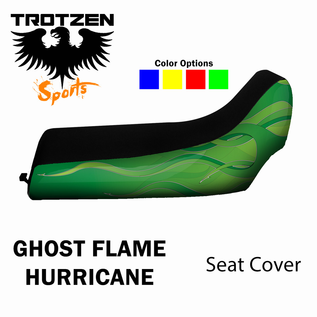 Kawasaki Lakota 300 Green Ghost Flame Hurricane Seat Cover