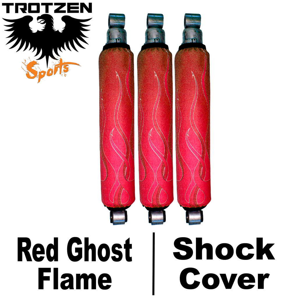 Honda ATC 200X Red Ghost Flame Shock Covers