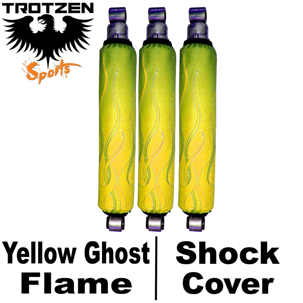 Honda 300X Yellow Ghost Flame Shock Covers
